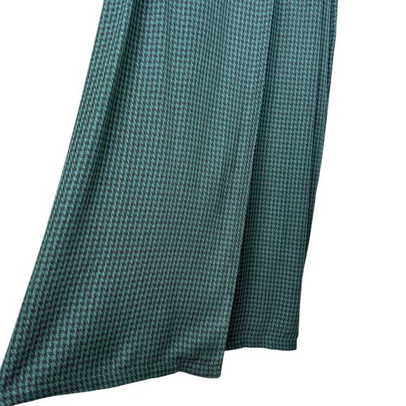 Vintage 1960s Sarah Elizabeth Embellished Shirt Dress Houndstooth Green Black 12 - Picture 11 of 15